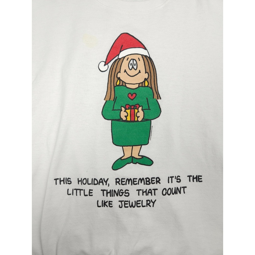 Vintage 90's Guisewite Cathy Comic Strip Christmas Crewneck Sweatshirt 3X White - Picture 4 of 13